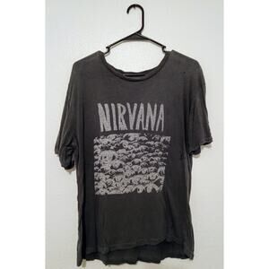 NIRVANA Brandy Melville JOHN GALT Black Distressed Vintage T-Shirt One Size